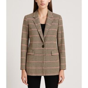 LOFT Women's Checkered Blazer - Tan and Black